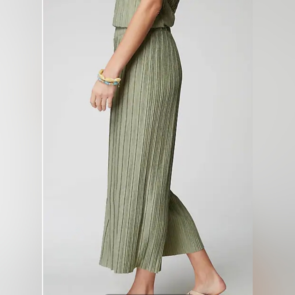 PURE JILL | Pleated Wide Leg Pants | Sage Green/Gray | Medium - Picture 5 of 8